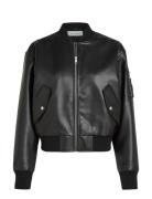 Faux Leather Bomber Jacket Läderjacka Skinnjacka Black Calvin Klein Je...