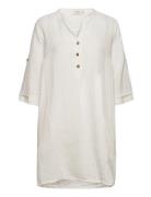 Crbellis Caftan Short Dress - Molli Tops Tunics White Cream