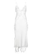 Marsella Ruffle Midi Dress Knälång Klänning White Bardot