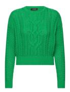 Cable-Knit Cotton Crewneck Sweater Tops Knitwear Jumpers Green Lauren ...