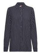 Fluid Viscose Crepe Shirt Tops Shirts Long-sleeved Navy Tommy Hilfiger