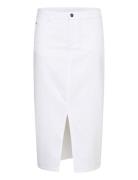 Kazelina Denim Skirt Knälång Kjol White Kaffe