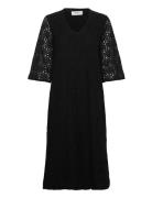 Lace Caftan Knälång Klänning Black Rosemunde