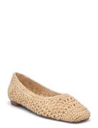 Square-Toe Braided Ballerinas Ballerinaskor Ballerinas Beige Mango