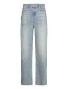 Mango Mid-Rise Straight Jeans Blå