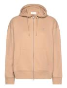 Rel Shield Zip Hoodie Tops Sweat-shirts & Hoodies Hoodies Beige GANT