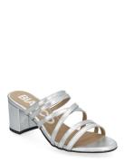 Biabelle High Heeled Mule Metallic Leather Sandal Med Klack Silver Bia...