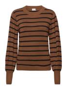 Kamala Stripe Knit Pullover Tops Knitwear Jumpers Brown Kaffe