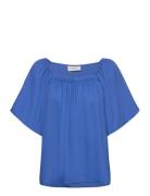 Fqally-Blouse Tops T-shirts & Tops Short-sleeved Blue FREE/QUENT