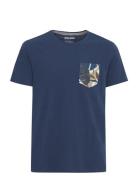Tee Tops T-shirts Short-sleeved Blue Blend