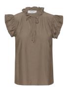 Rosemunde Top W/Ruffles Brun