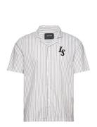 Pinstripe Revere Collar Shirt Tops Shirts Short-sleeved White Lyle & S...