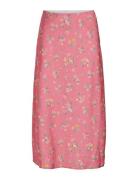 Vilouis Midi Skirt Knälång Kjol Pink Vila