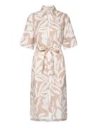 GANT Rel Palm Print Linen Shirt Dress Beige