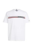 Chest Stripe Tee Tops T-shirts Short-sleeved White Tommy Hilfiger