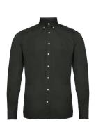 Garment Dyed Oxford Tops Shirts Casual Khaki Green Hackett London