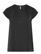 Shiny Satin Ss Blouse Tops Blouses Short-sleeved Black Calvin Klein