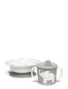 Elephant, Bowl And Cup, Pink Home Meal Time Dinner Sets Multi/patterne...