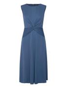 Twist-Front Jersey Dress Knälång Klänning Blue Lauren Ralph Lauren