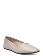 Slfelia Leather Ballerina Ballerinaskor Ballerinas Grey Selected Femme