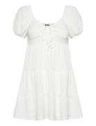 Puff Sleeve Mini Dress Kort Klänning White Gina Tricot