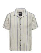 ONLY & SONS Onstrev Life Reg Ss Struc Stripe Shirt Kräm