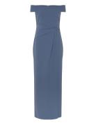 Crepe Off-The-Shoulder Gown Maxiklänning Festklänning Blue Lauren Ralp...