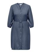 Carjupiter Life 3/4 Button Blk Dress Wvn Knälång Klänning Blue ONLY Ca...