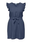 Carjupiter Life S/L Frill Abk Dress Wvn Kort Klänning Blue ONLY Carmak...