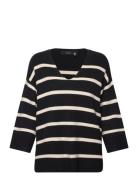 Vero Moda Vmsaba 3/4 V-Nck Stripe Pullover Ga Noos Svart