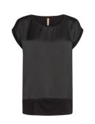 Sc-Thilde Tops Blouses Short-sleeved Black Soyaconcept