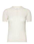 Knit Polo Tops T-shirts & Tops Polos Cream Rosemunde