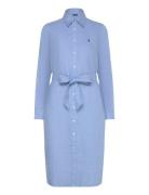 Belted Linen Shirtdress Knälång Klänning Blue Polo Ralph Lauren