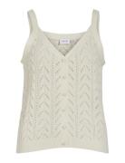 Vila Vietti S/L V-Neck Pointelle Knit Singlet Kräm