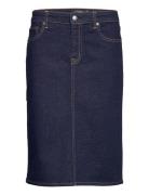 Denim Skirt Knälång Kjol Blue Lauren Ralph Lauren