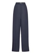 Denise Linen Trousers Bottoms Trousers Wide Leg Navy Gina Tricot