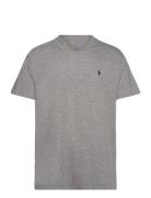 Classic Fit Jersey V-Neck T-Shirt Tops T-shirts Short-sleeved Grey Pol...
