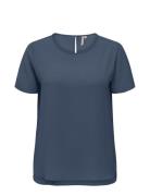 Carvica Life Ss Top Wvn Noos Tops Blouses Short-sleeved Blue ONLY Carm...