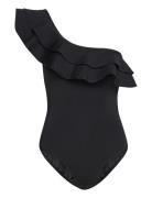 Eleonor -Shoulder Swimsuit Baddräkt Badkläder Black Malina