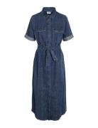 Nmgret Long Shirt Dress Wg004Mb Knälång Klänning Blue NOISY MAY