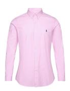 Slim Fit Striped Stretch Poplin Shirt Tops Shirts Casual Pink Polo Ral...