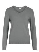 Vila Viril V-Neck L/S Knit Top - Noos Grå