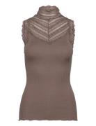 Rosemunde Silk Top W/ Lace Brun