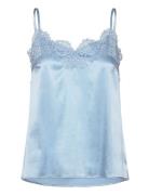 Silk Strap Top Tops Blouses Sleeveless Blue Rosemunde