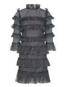 Carmine Frill Lace Mini Dress Designers Short Dress Grey Malina