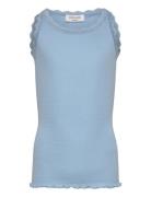 Beatha Silk Top W/ Lace Tops T-shirts Sleeveless Blue Rosemunde Kids