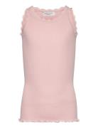 Beatha Silk Top W/ Lace Tops T-shirts Sleeveless Pink Rosemunde Kids
