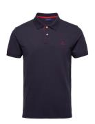 Contrast Collar Pique Ss Rugger Tops Polos Short-sleeved Blue GANT