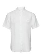 Custom Fit Linen Shirt Tops Shirts Short-sleeved White Polo Ralph Laur...