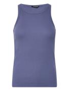 Katybb Rib Tank Top Tops T-shirts & Tops Sleeveless Blue Bruuns Bazaar